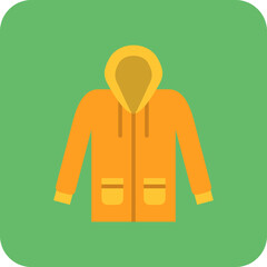Raincoat Multicolor Round Corner Flat Icon