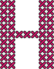 Cross stitch style typographic alphabet letter uppercase H