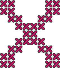Cross stitch style typographic alphabet letter uppercase X