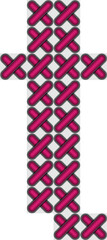 Cross stitch style typographic alphabet letter lowercase t