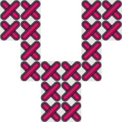 Cross stitch style typographic alphabet letter lowercase v