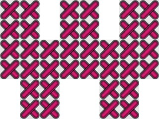 Cross stitch style typographic alphabet letter lowercase w