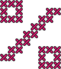 Cross stitch style typographic letter notation percent sign