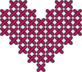 Cross stitch style typographic love heart illustration