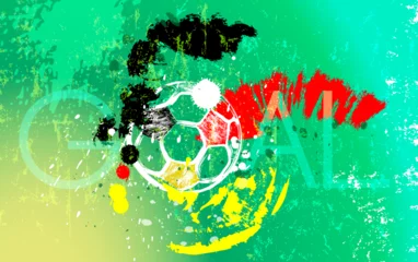 Fototapeten soccer or football illustration for the great soccer event, with paint strokes and splashes, germany national color © Kirsten Hinte