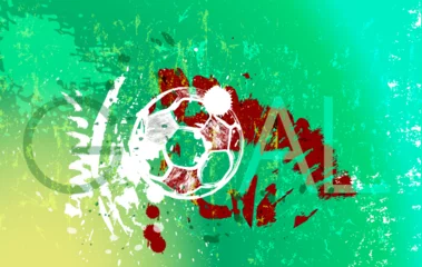 Tragetasche soccer or football illustration for the great soccer event, with paint strokes and splashes, qatar national color © Kirsten Hinte