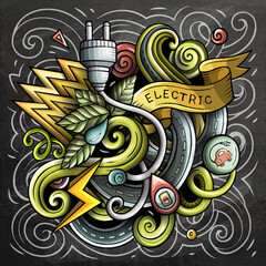 Electric Cars cartoon vector doodle design