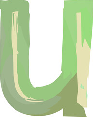 Watercolor hand drawn style alphabet letter lowercase u © Phoebe Yu