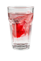 Tea glass filled with hibiscus herbal tea on the white table,Herbal tea of hibiscus, hot herbal tea for winter