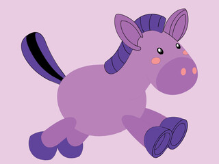 Fototapeta na wymiar Simple cartoon character of cute purple unicorn isolated