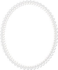 Cartoon illustration white oval lace frame