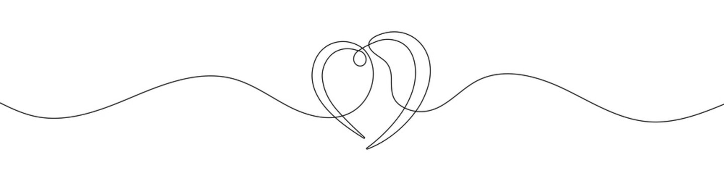Continuous line drawing of heart. Heart one line icon. One line drawing background. Vector illustration. Heart black icon