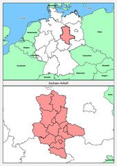 Bundesland  Sachsen Anhalt  Karte Deutschland stumme Karte Deutschlandkarte mit Nachbarländer 