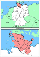 Bundesland  Schleswig Holstein Karte Deutschland stumme Karte Deutschlandkarte mit Nachbarländer 