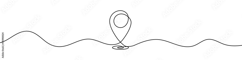 Poster map pin line background. one line drawing background. continuous line drawing of gps icon. vector il