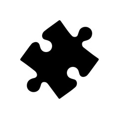 Puzzle piece icon. Black silhouette of jigsaw. Vector illustration. Strategy concept