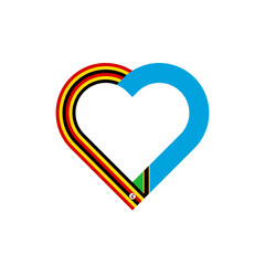 friendship concept. heart ribbon icon of uganda and tanzania flags. vector illustration isolated on white background