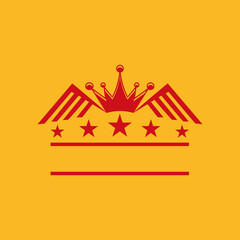 Crown with wings. Illustration of a crown with wings on a yellow background - 540980287