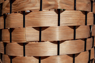 Flower pod decorated by wood veneer. A full frame brown wood veneer surface. Wood veneer texture...