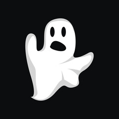 Ghost Logo, Halloween Ghost Vector Illustration, Halloween Party Template
