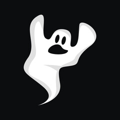Ghost Logo, Halloween Ghost Vector Illustration, Halloween Party Template