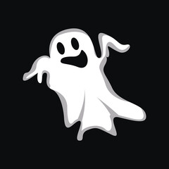 Ghost Logo, Halloween Ghost Vector Illustration, Halloween Party Template