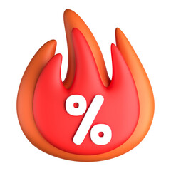 Fire Icon Discount 3D