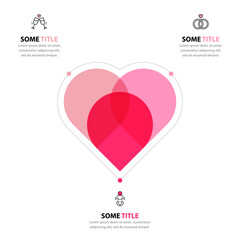 Infographic template. Heart with 3 steps and icons