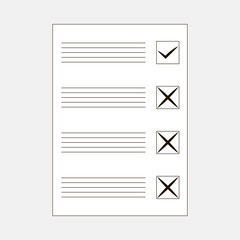 Completed ballot or form for voting or testing