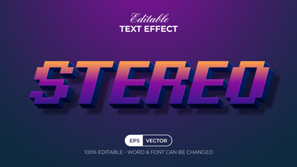 Stereo text effect blue style. Editable text effect.