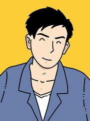 cute man cartoon on yellow background