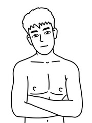 black and white of cute man cartoon for coloring