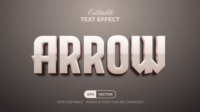Arrow text effect rose gold style. Editable text effect.