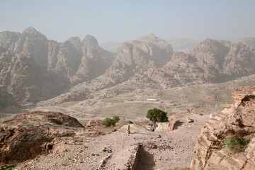 Petra, Jordan, November 2019 - A canyon with a mountain in the background