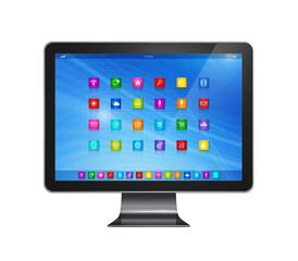 3D TV - Computer - apps icons interface - isolated on transparent background