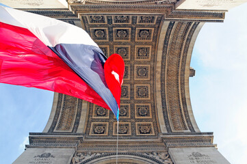Parade mit Veteranen, Arc de Triomphe, Paris, Frankreich, Europa