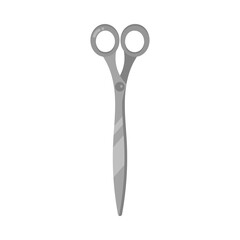 Scissors for handicrafts or embroidery cartoon illustration. Metal or steel equipment or instrument for stationery or handicrafts, closed shears, paper cutting tool on white background. Craft concept