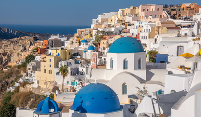 Colorful buildings at Oia village on the island of Santorini