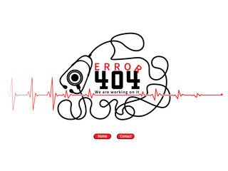 Error 404 medical healthcare concept design with heart rate vector design. Webpage not working warning sign to use in programming, web development, webpage error, mobile app design projects.
