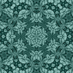 Seamless green kaleidoscope mosaic boho pattern