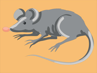 Grasshopper mouse in cartoon style isolated on orange background