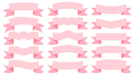 pink ribbon set on white background 