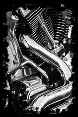 Motorcycle engine black and white