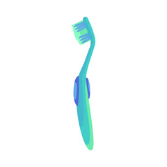 Green and blue cartoon toothbrush illustration. Kids and adults dental cleaning brush for whiter smile and dental health vector illustration. Mouth cavity hygiene concept