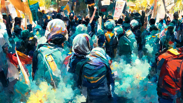 Abstract Watercolor Painting Inspired By Iran Protests