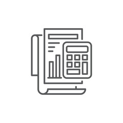 Budget Accounting line icon with calculator vector graphic