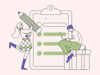 Invite friends for evaluation survey flat vector concept operation illustration
