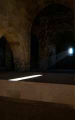 light at the end, tunnel of light, tunnel in the night, beam of light, light in the dark, light in the historic site
