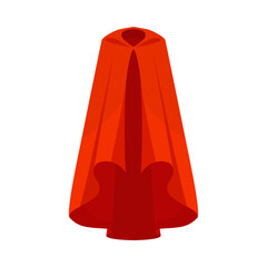 Superhero red cape cartoon illustration. Satin cloak or vampire mantle for Halloween party isolated on white background. Carnival costume, accessory concept