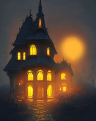 Fototapeta na wymiar Mystical gothic Halloween house